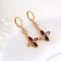 Cross-border European And American Earrings Female Clover Eardrop Independent Station French Entry Lux Fashion Mixed Color Zircon Earrings Jewelry main image 4