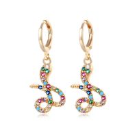 Fashion Vintage Snake-shaped Copper Inlaid Color Zircon Earrings Wholesale Nihaojewelry main image 2