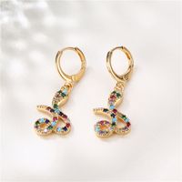 Fashion Vintage Snake-shaped Copper Inlaid Color Zircon Earrings Wholesale Nihaojewelry main image 3