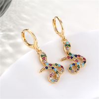 Fashion Vintage Snake-shaped Copper Inlaid Color Zircon Earrings Wholesale Nihaojewelry main image 4