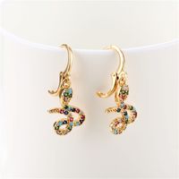 Fashion Vintage Snake-shaped Copper Inlaid Color Zircon Earrings Wholesale Nihaojewelry main image 5