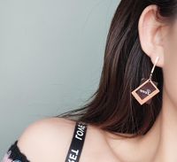 Fashion Hollow Black Long Square Titanium Steel Earrings Wholesale Nihaojewelry main image 5