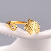 Fashion 18k Open Bull Titanium Steel Inlaid Rhinestone Ring Wholesale Nihaojewelry main image 1