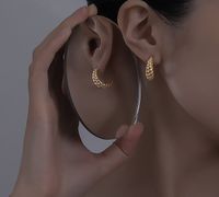 E107ns New Titanium Steel Gold-plated Twist Hoop Earrings Fashionable 18k Gold-plated Horn Round Earrings main image 3