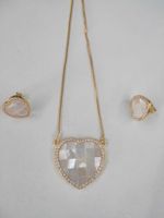Rhombus Heart-shaped Pendant Copper Inlaid Zircon Earrings Necklace Set Wholesale Nihaojewelry main image 1