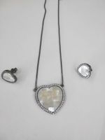 Rhombus Heart-shaped Pendant Copper Inlaid Zircon Earrings Necklace Set Wholesale Nihaojewelry main image 3