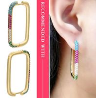 Retro Rectangular Colored Diamond Copoper Ear Clip Wholesale Nihaojewelry main image 3
