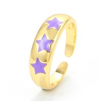 Simple Retro Five-pointed Star Color Oil Drop Geometric Copper Ring Wholesale Nihaojewelry main image 1