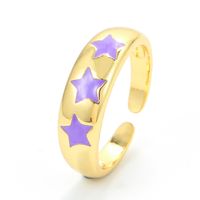 Simple Retro Five-pointed Star Color Oil Drop Geometric Copper Ring Wholesale Nihaojewelry main image 2