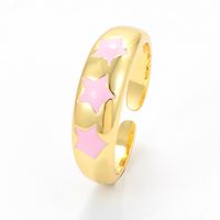 Simple Retro Five-pointed Star Color Oil Drop Geometric Copper Ring Wholesale Nihaojewelry main image 4
