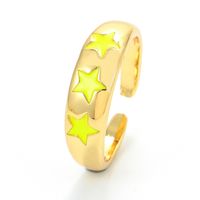 Simple Retro Five-pointed Star Color Oil Drop Geometric Copper Ring Wholesale Nihaojewelry main image 5