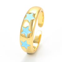 Simple Retro Five-pointed Star Color Oil Drop Geometric Copper Ring Wholesale Nihaojewelry main image 6