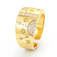 Retro Micro-inlaid Zircon Star Moon Opening Wide Copper Ring Wholesale Nihaojewelry main image 1