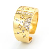 Retro Micro-inlaid Zircon Star Moon Opening Wide Copper Ring Wholesale Nihaojewelry main image 2