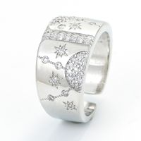 Retro Micro-inlaid Zircon Star Moon Opening Wide Copper Ring Wholesale Nihaojewelry main image 3