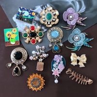 Retro Color Oil Painting Glass Gem Stone Flower Embroidery Brooch Wholesale Nihaojewelry main image 2