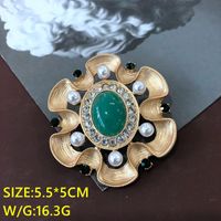 Retro Color Oil Painting Glass Gem Stone Flower Embroidery Brooch Wholesale Nihaojewelry main image 3