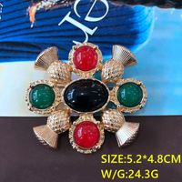 Retro Color Oil Painting Glass Gem Stone Flower Embroidery Brooch Wholesale Nihaojewelry main image 5