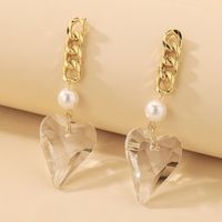Retro Pearl Crystal Heart Hollow Chain Earrings Wholesale Nihaojewelry main image 1