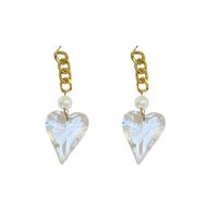 Retro Pearl Crystal Heart Hollow Chain Earrings Wholesale Nihaojewelry main image 6