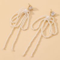 Fashion Crystal Pearl Bow Tassel Earrings Wholesale Nihaojewelry main image 2