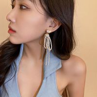 Fashion Crystal Pearl Bow Tassel Earrings Wholesale Nihaojewelry main image 4