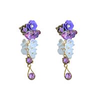 Boucles D&#39;oreilles Fleur Coeur En Cristal Violet Rétro En Gros Nihaojewelry main image 6