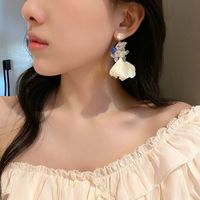 Fashion Crystal Acrylic Flannel Flower Earrings Wholesale Nihaojewelry main image 5