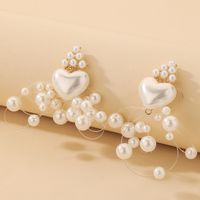 Boucles D&#39;oreilles Ligne De Poisson Coeur Perle Baroque En Gros Nihaojewelry main image 1