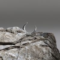New Moon Horn Inlaid Zircon Pendant Titanium Steel Necklace Wholesale Nihaojewelry main image 5