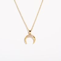 New Moon Horn Inlaid Zircon Pendant Titanium Steel Necklace Wholesale Nihaojewelry main image 6