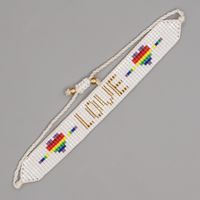 Ethnic Rainbow Beaded Woven Heart Bracelet Wholesale Nihaojewelry sku image 1