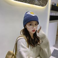 Korean Style Smiley Face Cloth Label Warm Knitted Hat Wholesale Nihaojewelry sku image 5