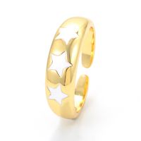 Simple Retro Five-pointed Star Color Oil Drop Geometric Copper Ring Wholesale Nihaojewelry sku image 1