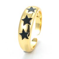 Einfacher Retro-fünfzackiger Sternfarbe Öltropfen Geometrischer Kupferring Großhandel Nihaojewelry sku image 5