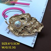 Electroplated Real Gold Turquoise Black Stone Cute Animal Drip Glazed Enamel Straw Hat Brooch Plant Leaves Pearl Pin sku image 2