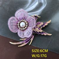 Retro Color Oil Painting Glass Gem Stone Flower Embroidery Brooch Wholesale Nihaojewelry sku image 3
