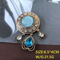 Retro Color Oil Painting Glass Gem Stone Flower Embroidery Brooch Wholesale Nihaojewelry sku image 7