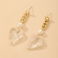 Retro Pearl Crystal Heart Hollow Chain Earrings Wholesale Nihaojewelry sku image 1