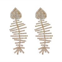 Fashion Simple Full Inlaid Rhinestone Fishbone Earrings Wholesale Nihaojewelry sku image 4