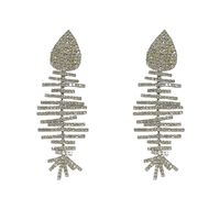 Fashion Simple Full Inlaid Rhinestone Fishbone Earrings Wholesale Nihaojewelry sku image 3