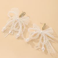 925 Silbern Adel Retro Perle Mit Strass Zirkon Spitze Bowknot Ohrringe Europäische Und Amerikanische Ins Französische Temperament Ohrringe Frauen sku image 1