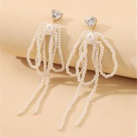 Fashion Crystal Pearl Bow Tassel Earrings Wholesale Nihaojewelry sku image 1