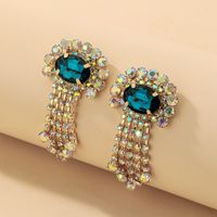 925 Silver Needle Vintage Crystal Rhinestone-encrusted Short Tassel Earrings European And American Ins Niche Temperament High-grade Earrings For Women sku image 1