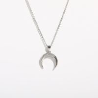 New Moon Horn Inlaid Zircon Pendant Titanium Steel Necklace Wholesale Nihaojewelry sku image 2