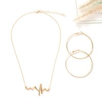 Lightning Wave Necklace Hoop Earring Set Wholesale Nihaojewelry sku image 1