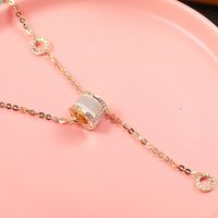 Fashion Zircon Inlaid Cylinder Long Chain Brass Electroplating Necklace Wholesale Nihaojewelry sku image 1