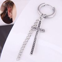 Boucle D&#39;oreille Simple Croix En Acier Au Titane De Mode En Gros Nihaojewelry sku image 1