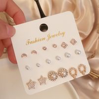 Korean New Simple Accessories Ins Style 9-piece Set Pearl Zircon Earrings Earrings Jewelry For Girls Factory Wholesale main image 4