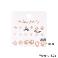 Korean New Simple Accessories Ins Style 9-piece Set Pearl Zircon Earrings Earrings Jewelry For Girls Factory Wholesale main image 5